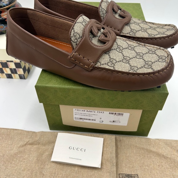 Men’s Gucci interlocking G supreme Driver loafers size 9, made in Italy - Picture 5 of 11